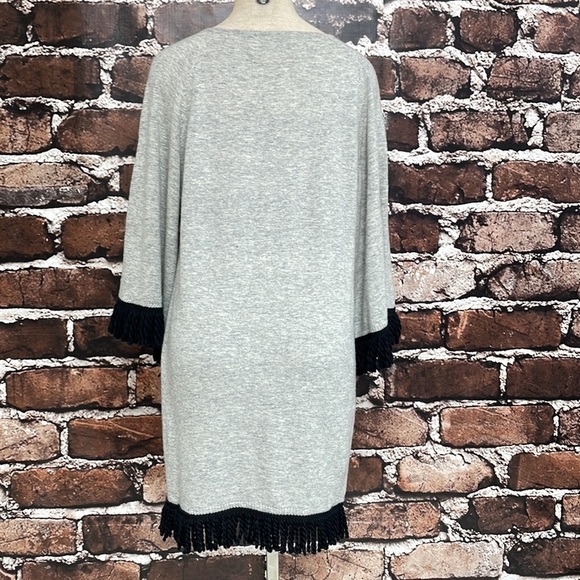 Ethereal Papercrane Sweater Tunic Dress Grey Black Fringe Size Small - Picture 8 of 11